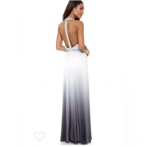 Alice + Olivia Ombre Halter Maxi Dress in Light Blue to Charcoal - Picture 3 of 14